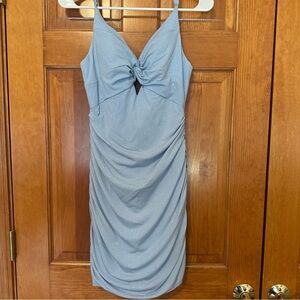 Alyce Paris Light Blue Knot-Front Mini Dress